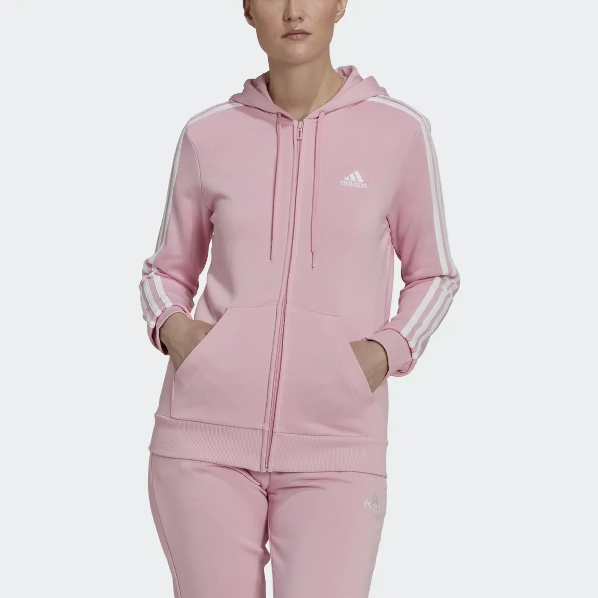 Adidas Felpa con cappuccio Essentials French Terry 3-Stripes Full-Zip. 1