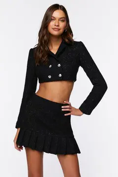 Forever 21 Forever 21 Tweed Pleated Mini Skirt Black. 2