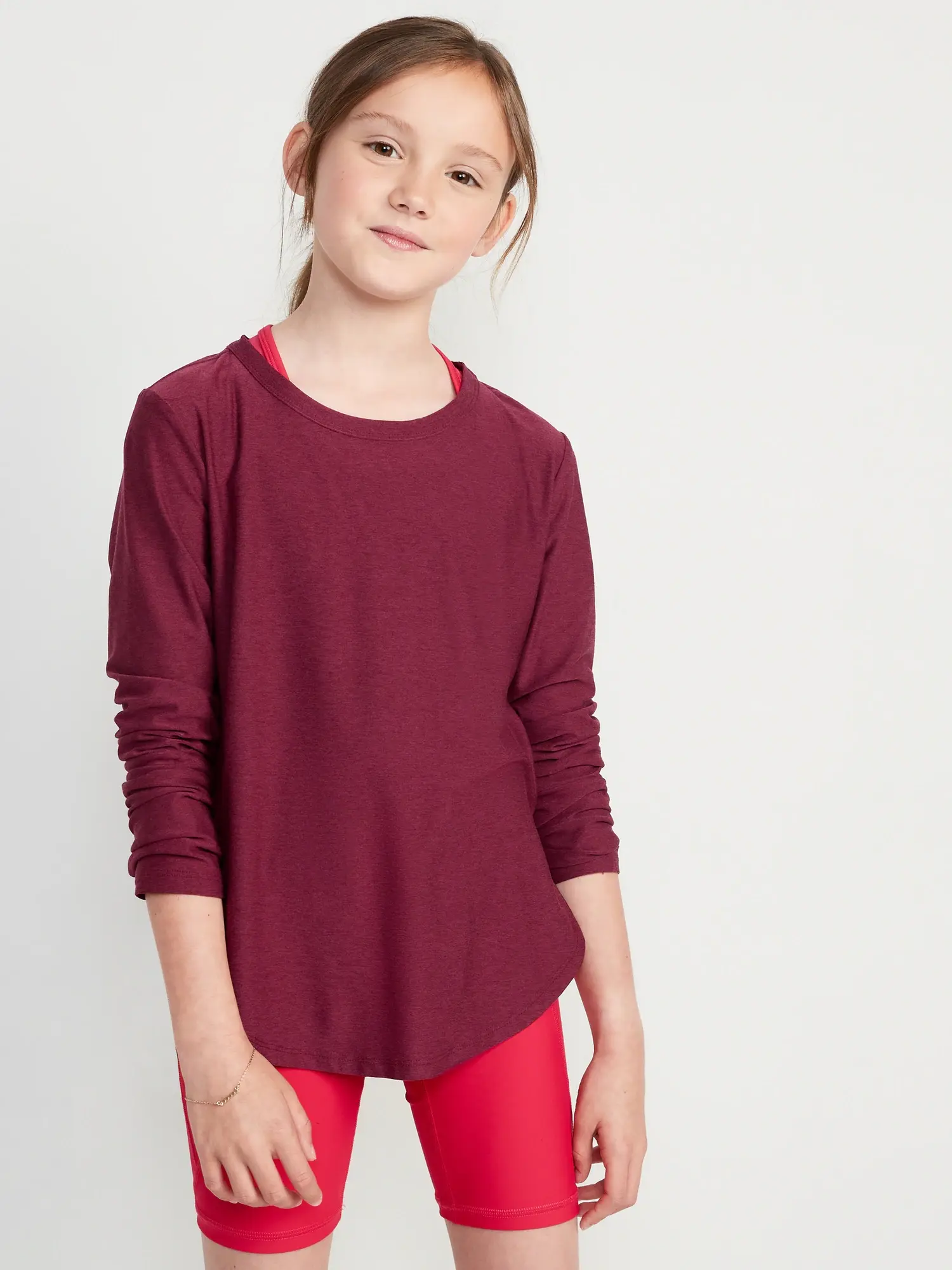 Old Navy Cloud 94 Soft Go-Dry Long-Sleeve T-Shirt for Girls red. 1