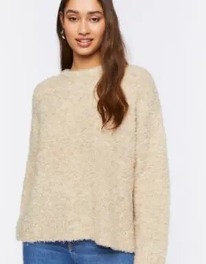 Forever 21 Fuzzy Knit Long Sleeve Sweater Taupe