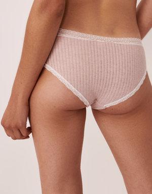 Lace Trim Ribbed Cheeky Panty