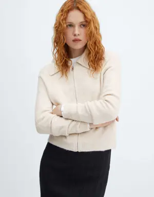Knitted jacket with zip