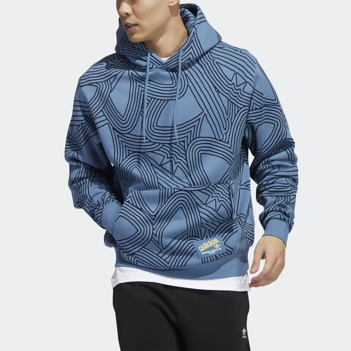 Adidas Original Athletic Club Allover Print Hoodie. 1