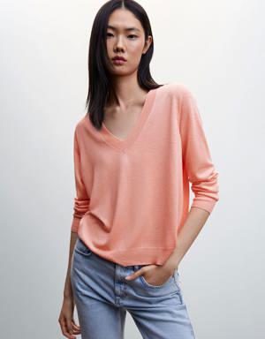 Mango Fine-knit V-neck sweater