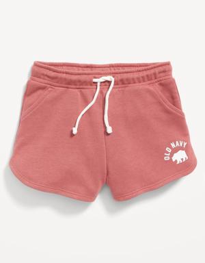 Logo-Graphic French Terry Drawstring Dolphin-Hem Shorts for Toddler Girls red
