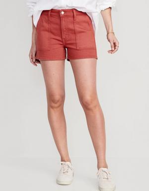 High-Waisted OG Loose Pop-Color Jean Utility Shorts for Women -- 3-inch inseam pink