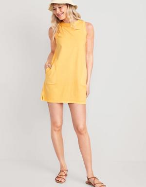 Sleeveless Jersey Swing Dress for Women yellow