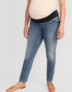 Maternity Front Low Panel Power Slim Straight Jeans blue