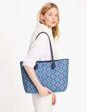 Spade Flower Jacquard Denim Bleecker Large Tote