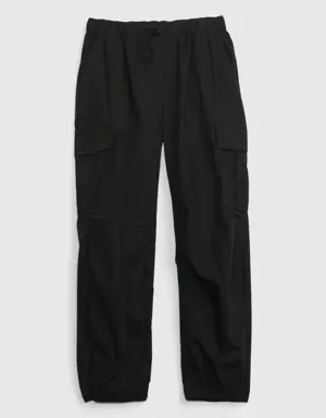 Kids Pull-On Cargo Parachute Pants black