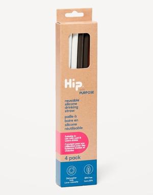 Hip&#174 Reusable Silicone Drinking Straws 4-Pack