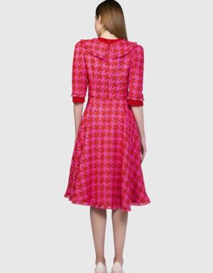 Knitwear And Button Detailed Midi Length Pink Dress