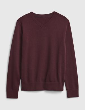 Kids Organic Cotton Uniform Sweater red