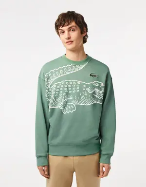 Lacoste Men’s Lacoste Round Neck Loose Fit Croc Print Jogger Sweatshirt