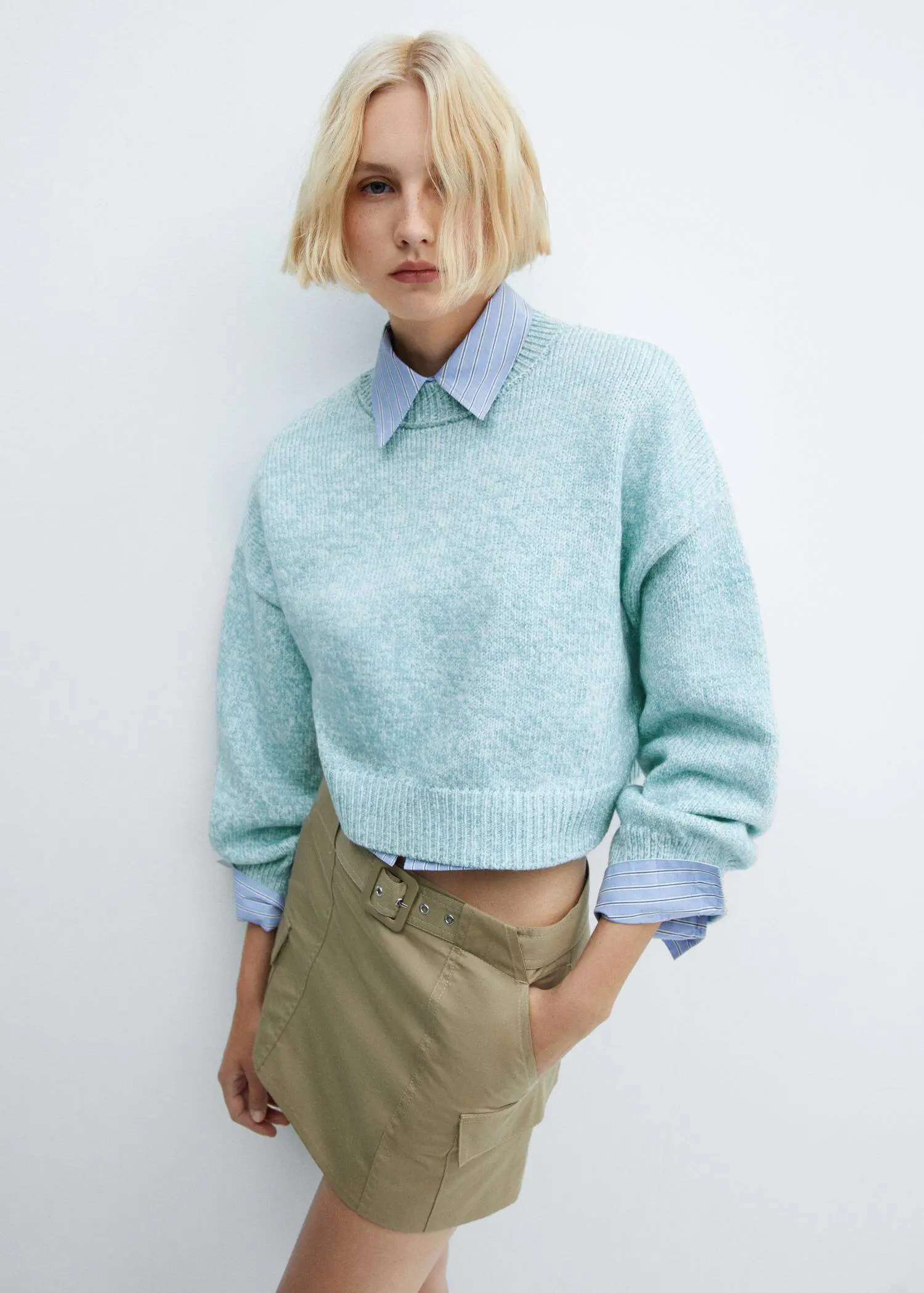 Mango Pull-over crop manches bouffantes. 1