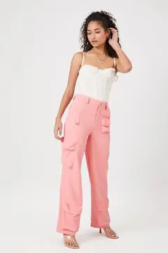 Forever 21 Forever 21 Twill Cargo Pants Flamingo Pink. 2