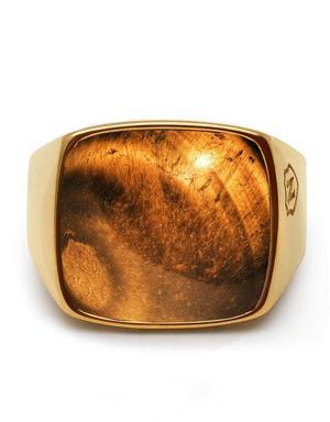 Gold Signet Ring With Brown Tiger Eye