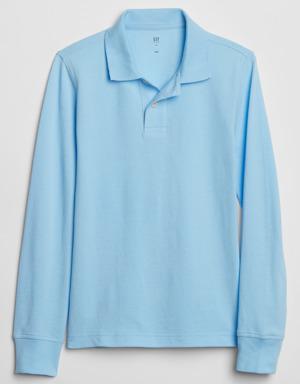 Uniform Pique Polo Yaka Uzun Kollu T-Shirt