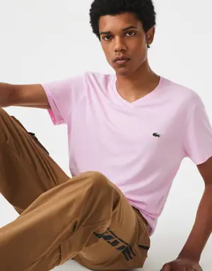 Lacoste Playera de cuello en V en Suéter de algodón Pima para hombre