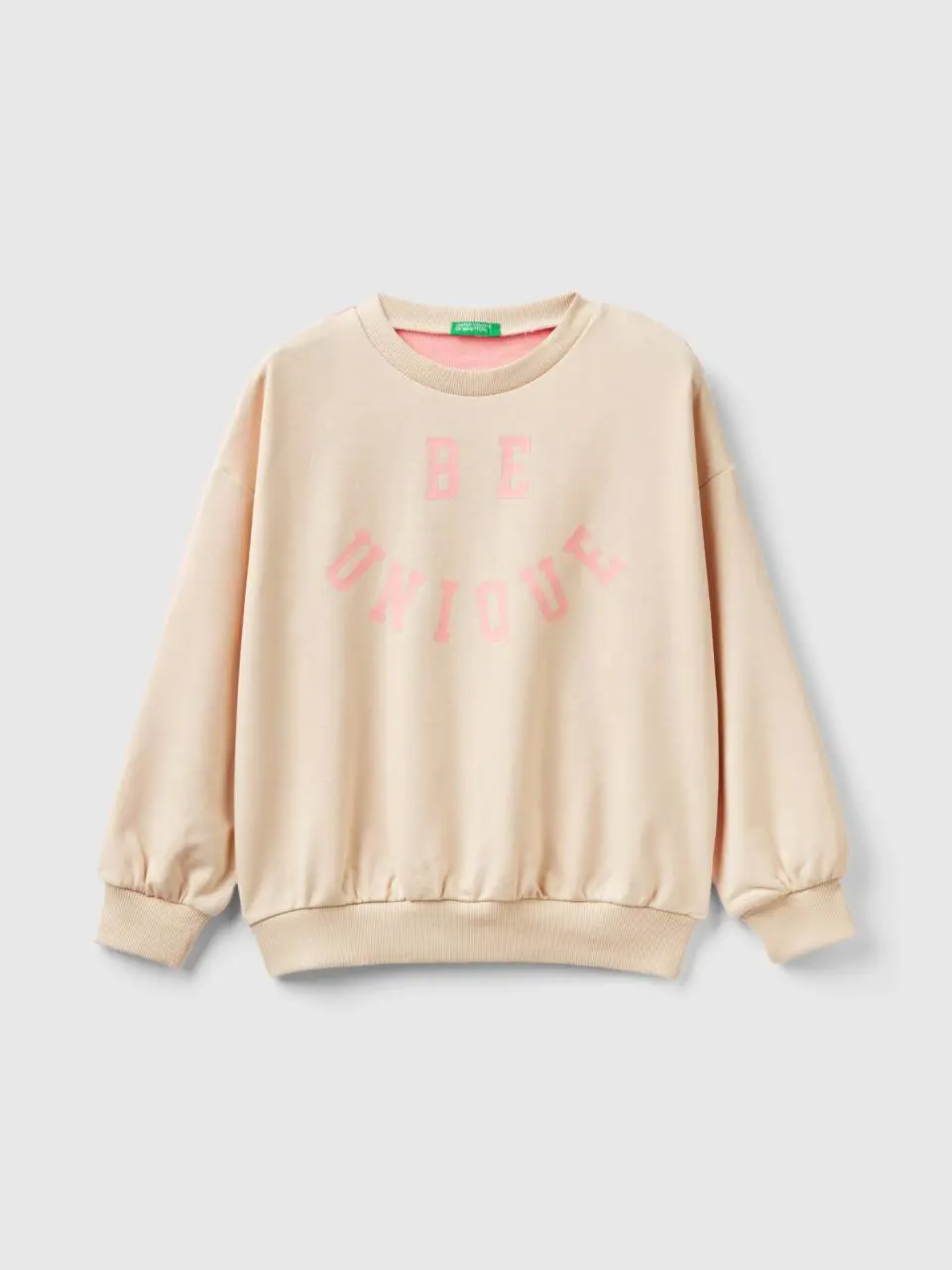 Benetton color block sweatshirt with print. 1