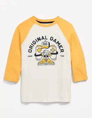 3/4-Length Raglan-Sleeve Graphic T-Shirt for Boys yellow