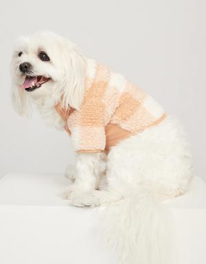 Rib-Paneled Gingham Sherpa Jacket for Pets white