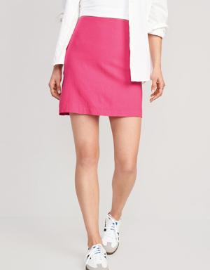 High-Waisted Printed Linen-Blend A-Line Mini Skirt for Women pink
