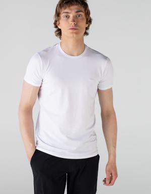 Erkek Slim Fit Bisiklet Yaka Beyaz T-Shirt