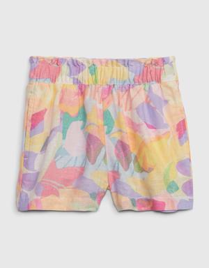 Toddler Linen-Cotton Floral Pull-On Shorts multi