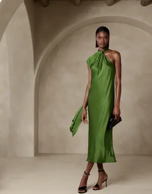 Kaia Silk Midi Dress green