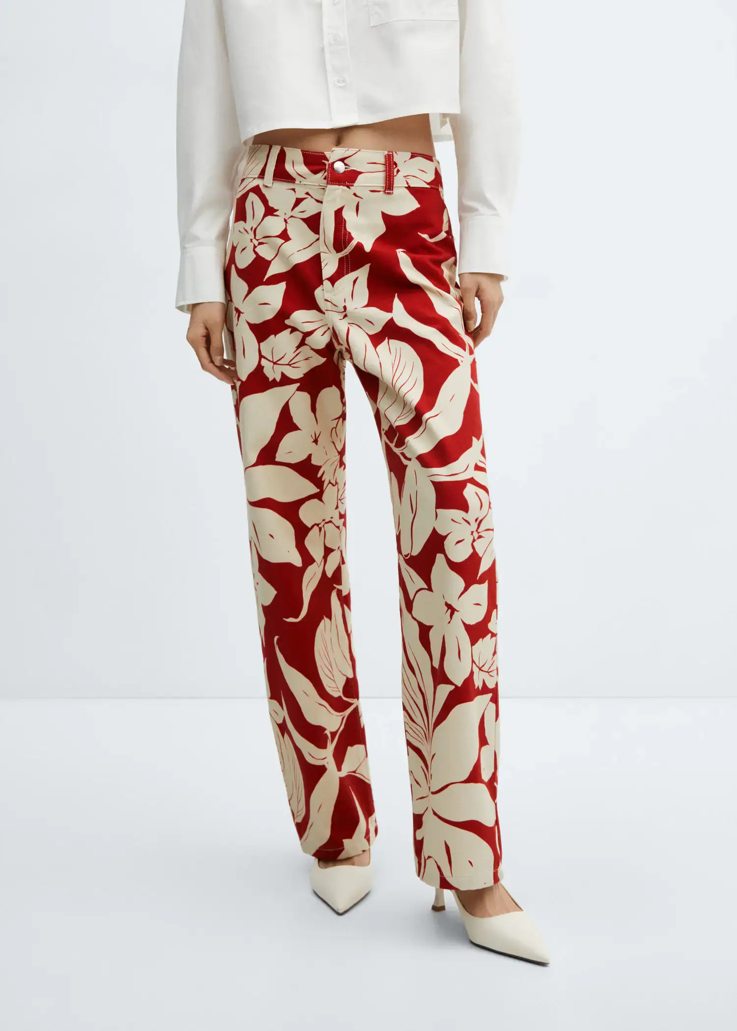 Mango Mid-rise printed straight jeans. 2