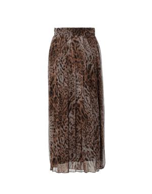 Pleated Brown Midi Skirt