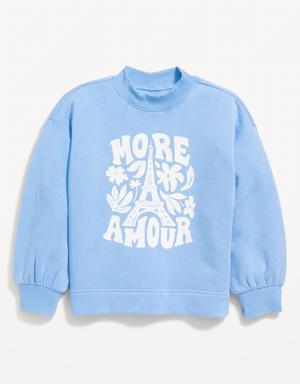 Mock-Neck Graphic Cocoon Sweatshirt for Girls blue