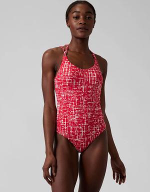 Keyhole One Piece Swimsuit red