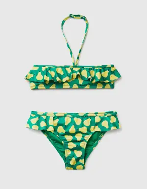 green bikini with pear pattern