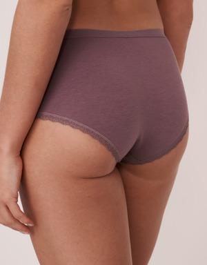 Cotton and Scalloped Trim Hiphugger Panty