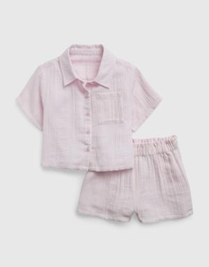 Toddler Crinkle Gauze Outfit Set purple