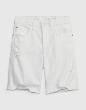 Kids High Rise Bermuda Shorts with Washwell white