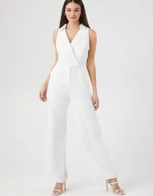 Forever 21 Sleeveless Wide Leg Jumpsuit Ivory