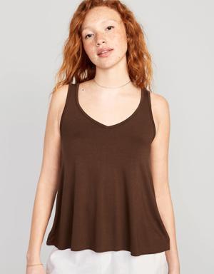 Old Navy Sleeveless Luxe V-Neck Swing T-Shirt for Women brown