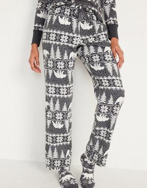 Mid-Rise Printed Flannel Pajama Pants for Women