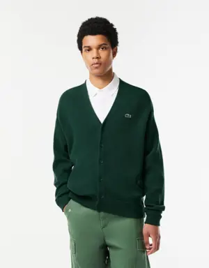 Men's Lacoste Relaxed Fit Tone-on-Tone Buttons Wool Cardigan