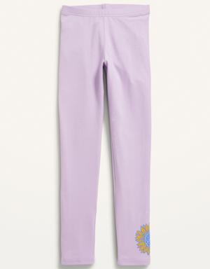 Printed Built-In Tough Full-Length Leggings for Girls purple