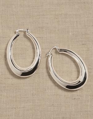 Ravena Oval Hoop Earrings &#124 Aureus + Argent silver