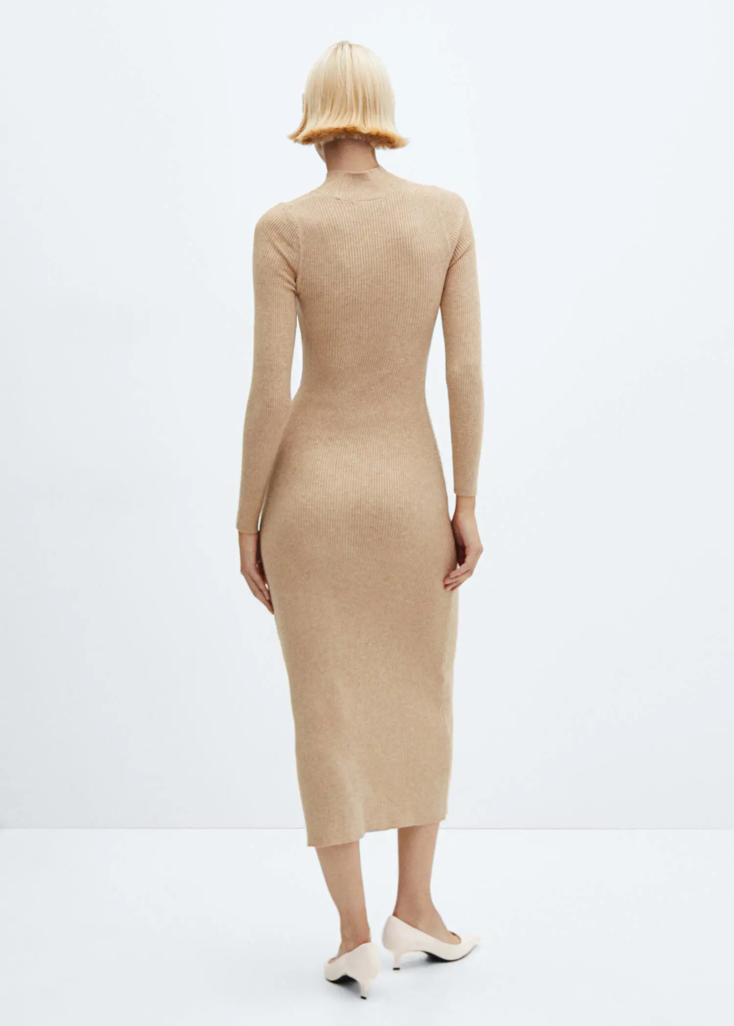 Mango Perkins-neck ribbed dress. 3