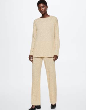 Textured knitted trousers