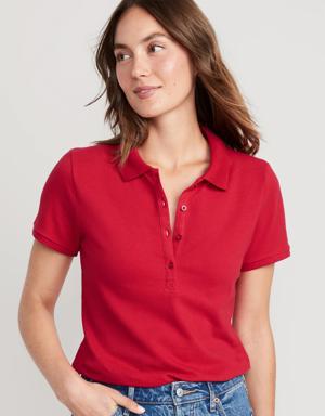 Uniform Pique Polo Shirt for Women red