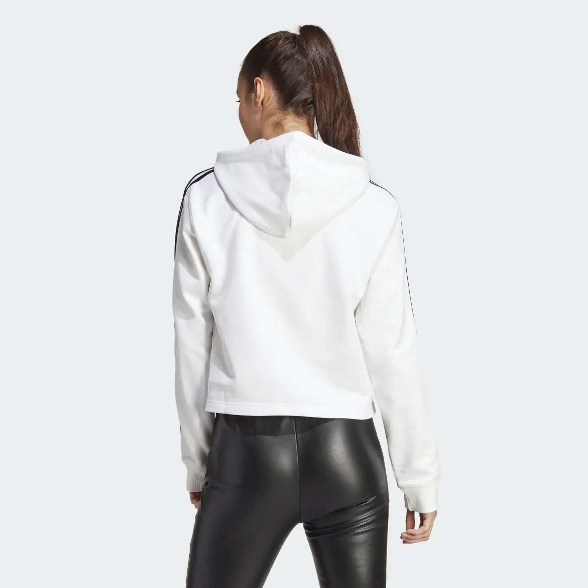 Adidas Essentials 3-Stripes French Terry Crop Hoodie. 3