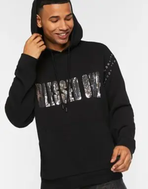 Forever 21 Sequin Blessed One Hoodie Black/Multi