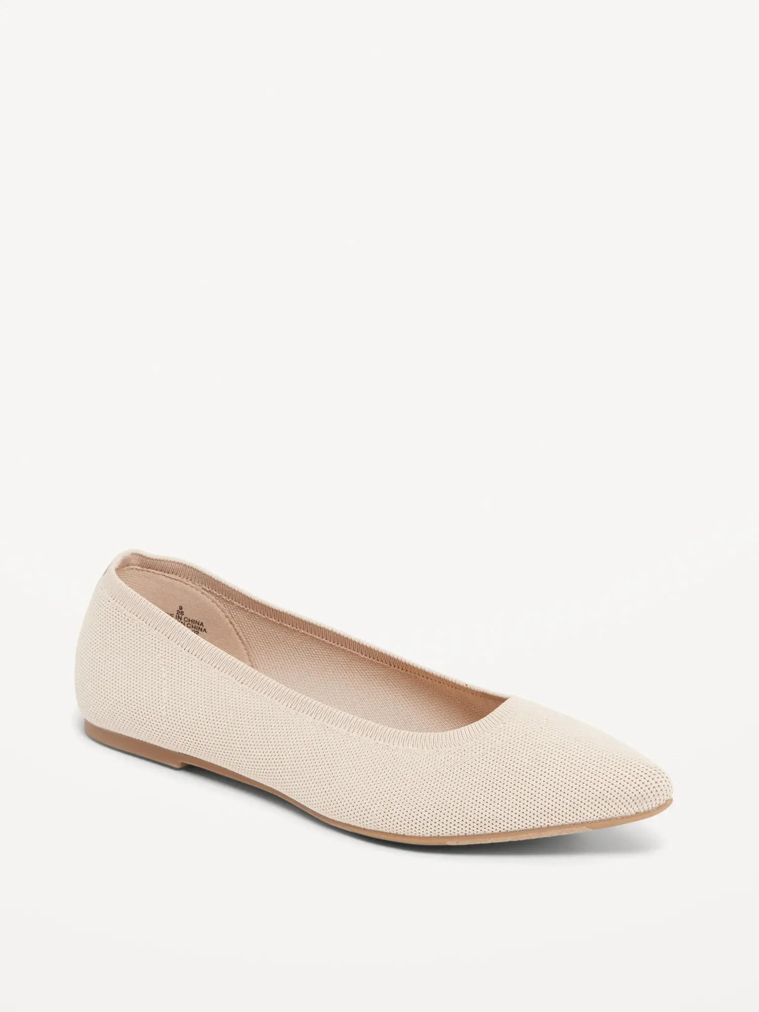 Old Navy Soft-Knit Pointed-Toe Ballet Flats white. 1